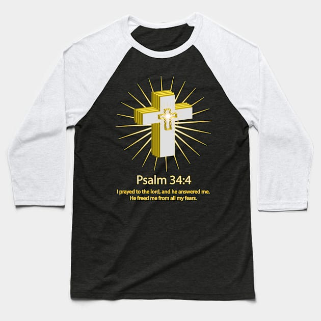 Psalm 34:4 bible verse Baseball T-Shirt by Mr.Dom store